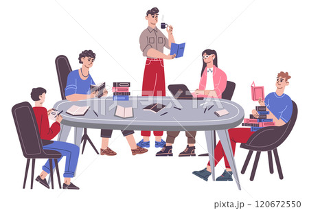 Students studying together. Young people preparing to exam Students studying together. Young people preparing to exam 120672550