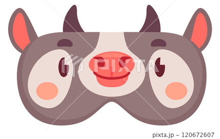Cow sleeping mask cartoon icon. Dream mascot 120672607