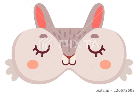 Bunny mask. Cartoon sleeping accessory with animal face 120672608