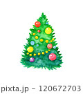 水彩で描いたクリスマスツリー 120672703