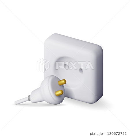 3d white plug and socket isolated 3d white plug and socket isolated 120672731