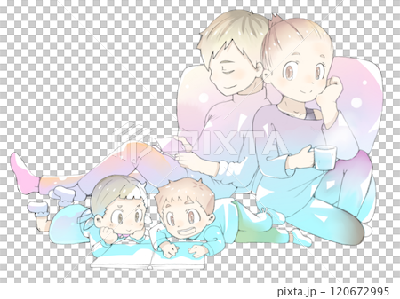 放鬆的年輕家庭 放鬆的年輕家庭 120672995