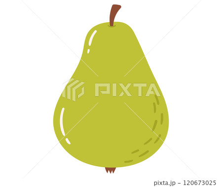 Fruit pear in cartoon hand drawn simple style. Editable variable color 120673025