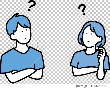 Hatena, a set of illustrations of a doctor and a female doctor wondering Hatena, a set of illustrations of a doctor and a female doctor wondering 120673360