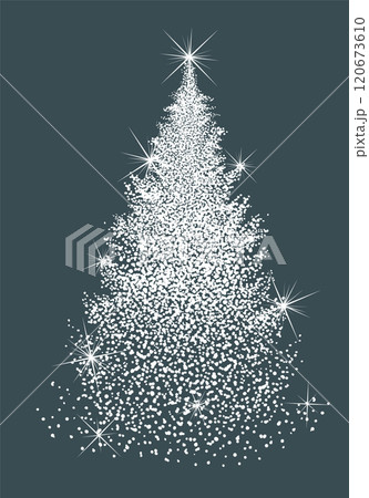 Snowy graphic tree. Christmas tree. Snow needles. Happy New Year . hand drawing. Not AI, Vector illustrations. 120673610