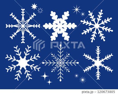 シンプル雪の結晶のベクターイラストセット素材 120673805