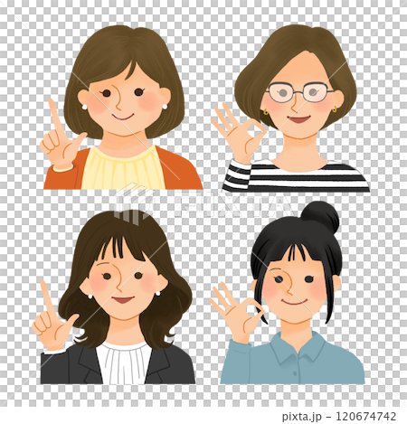 Various young women's upper bodies_hand-drawn illustrations Various young women's upper bodies_hand-drawn illustrations 120674742