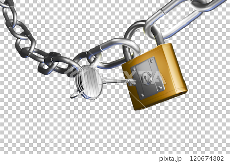 防犯イメージ(南京錠タイプ)透過素材 防犯イメージ(南京錠タイプ)透過素材 120674802