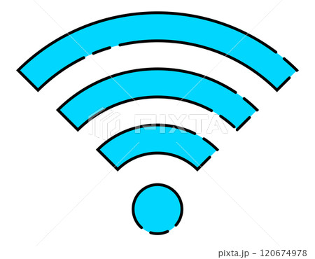 Wi-Fiのアイコン おしゃれ 破線 レトロ風 水色 寒色系 120674978