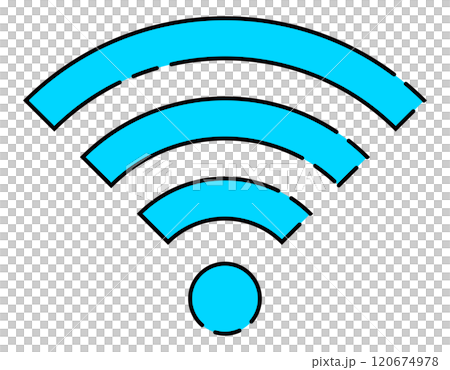 Wi-Fiのアイコン おしゃれ 破線 レトロ風 水色 寒色系 120674978