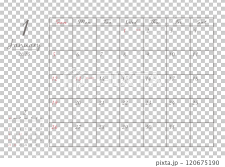 January 2025 Stylish Writing Calendar 120675190