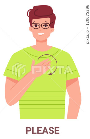 Man show please hand sign from deaf mute language 120675296