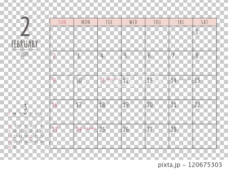 2025年_2月 シンプル書き込みカレンダー 2025年_2月 シンプル書き込みカレンダー 120675303