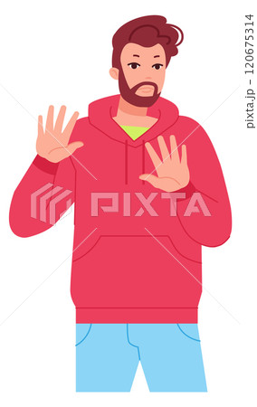 Man refusal gesture. Negative hand sign icon 120675314