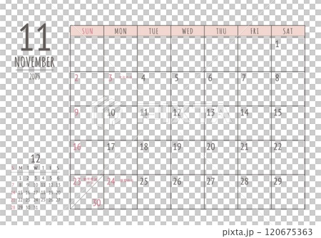 2025年_11月 シンプル書き込みカレンダー 2025年_11月 シンプル書き込みカレンダー 120675363