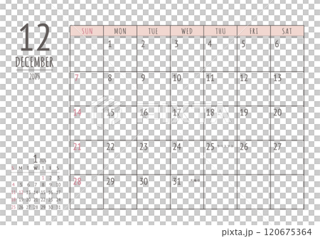 2025年_12月 シンプル書き込みカレンダー 120675364