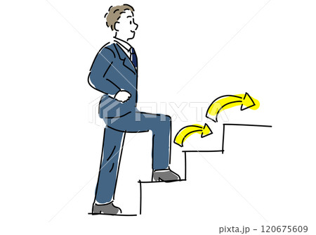 ステップアップする男性手描き線画 ステップアップする男性手描き線画 120675609