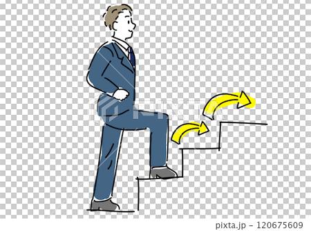 ステップアップする男性手描き線画 ステップアップする男性手描き線画 120675609