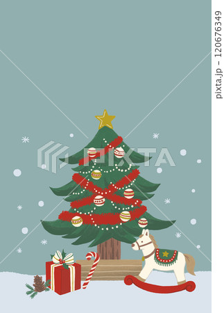 クリスマスツリーとプレゼントの手描きイラスト_背景 クリスマスツリーとプレゼントの手描きイラスト_背景 120676349