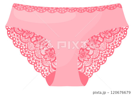Pink lace panties. Silk sexual underwear icon Pink lace panties. Silk sexual underwear icon 120676679