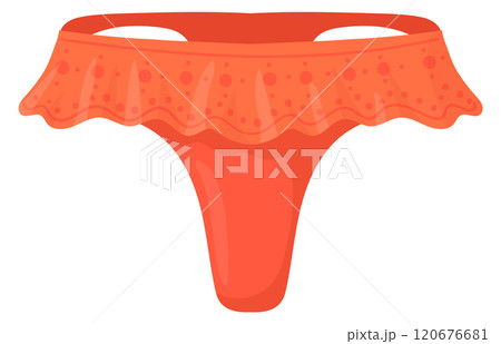 Thongs cartoon icon. Red lace bikini panties Thongs cartoon icon. Red lace bikini panties 120676681