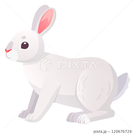 Cute white bunny. Wild nature spring mascot Cute white bunny. Wild nature spring mascot 120676729