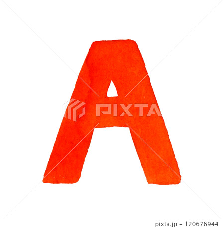 大文字のA（エー）　かわいい手描き水彩イラスト・手書き文字の素材 120676944