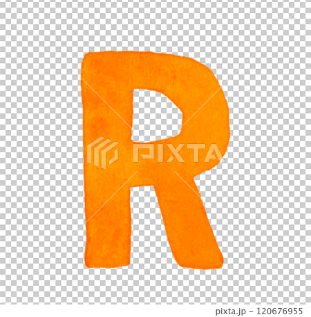 大寫字母R(R)可愛手繪水彩插畫/手寫字母素材 大寫字母R(R)可愛手繪水彩插畫/手寫字母素材 120676955