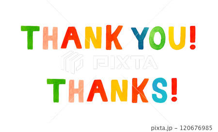 Thank youとThanksのかわいい手書き文字 手描き水彩イラスト素材 Thank youとThanksのかわいい手書き文字 手描き水彩イラスト素材 120676985