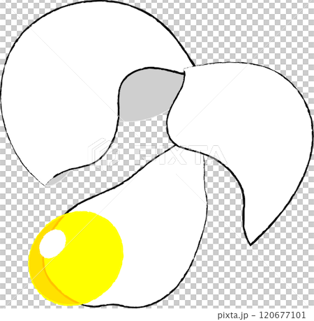 丸くて落ちる生卵の手描き風イラスト 丸くて落ちる生卵の手描き風イラスト 120677101