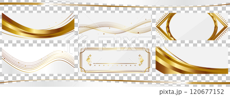 Set of 6 luxurious abstract background illustrations in white and gold 120677152