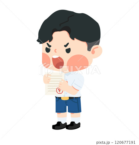 boy student angry because get bad grade from exam 120677191