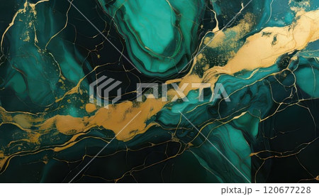 《AI画像》緑色の大理石模様の背景素材 120677228