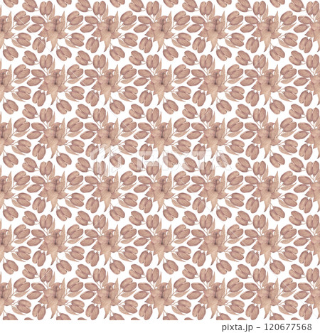 Colorful watercolor lily in vintage style. Floral seamless pattern 120677568