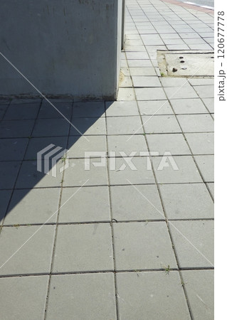 Perspective View of Monotone Gray Brick Stone on The Ground for Street Road. Sidewalk, Driveway, Pavers, Pavement Perspective View of Monotone Gray Brick Stone on The Ground for Street Road. Sidewalk, Driveway, Pavers, Pavement 120677778