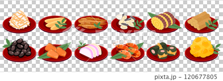 以等距風格繪製的 Osechi 插圖集（向量） 120677805