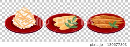 Isometric illustration set of New Year's dishes (vector) 120677808