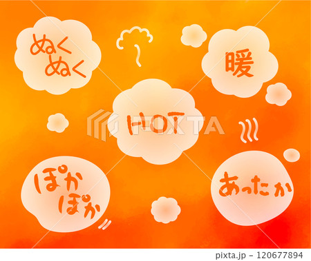 オレンジ色のあたたかいイメージモチーフ素材と文字 120677894