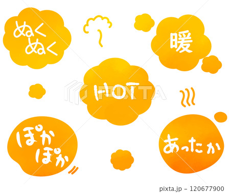 オレンジ色のあたたかいイメージモチーフ素材と文字 120677900