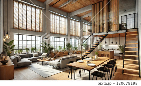 ソファーとテーブルがあるリビング ソファーとテーブルがあるリビング 120678198