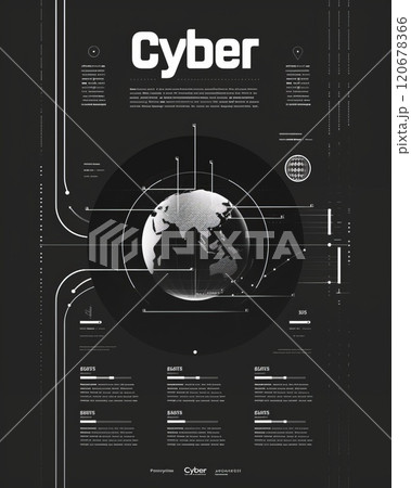 Futuristic cyberpunk poster. Sci-fi cyber banner. Retro abstract tech design. Modern basic geometric grid 120678366