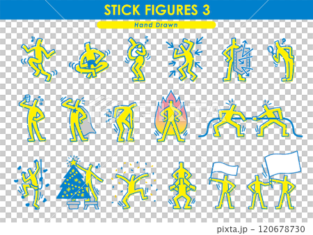 Hand drawn stick figures set 120678730