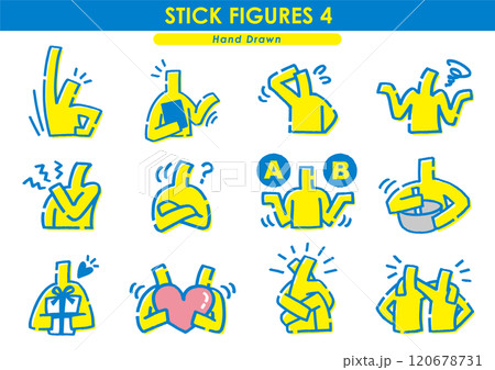 手描きの棒人間セット 120678731