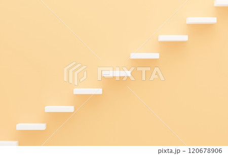 3D素材_シンプルな階段_オレンジ 3D素材_シンプルな階段_オレンジ 120678906