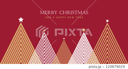 christmas greeting card with geometric fir trees vector illustration 120679029
