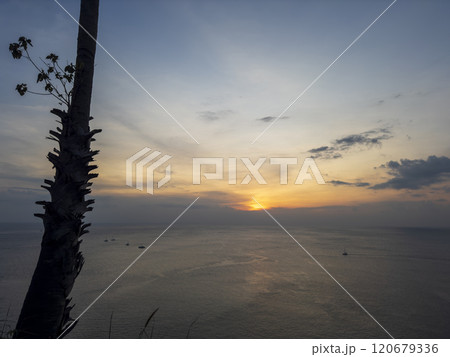 Promthep cape viewpoint at sunset in Phuket, Thailand. Promthep cape viewpoint at sunset in Phuket, Thailand. 120679336