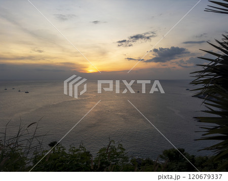 Promthep cape viewpoint at sunset in Phuket, Thailand. 120679337