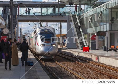 Al Boraq High speed train at Kenitra Railway Station Al Boraq High speed train at Kenitra Railway Station 120679549