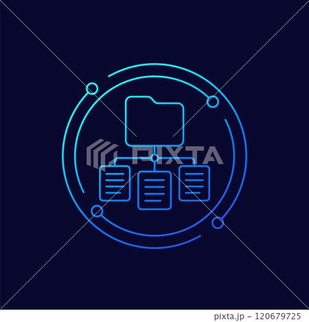 classification icon, data management linear design classification icon, data management linear design 120679725