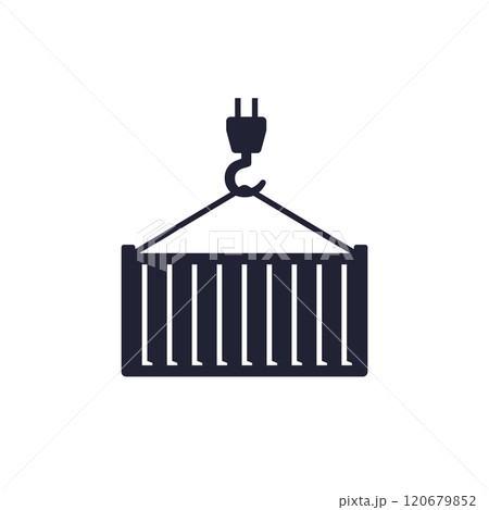 container and crane icon on white container and crane icon on white 120679852